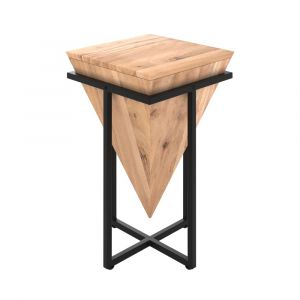 Moyenne sellette en bois d'acacia et m&eacute;tal