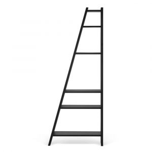 Biblioth&egrave;que effet bois noir laqu&eacute;