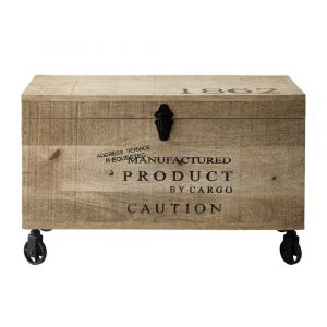 Malle &agrave; roulettes en bois L 70 cm MILTON