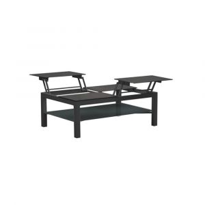 Table basse relevable noire en aluminium L113  x P73 x H39 cm