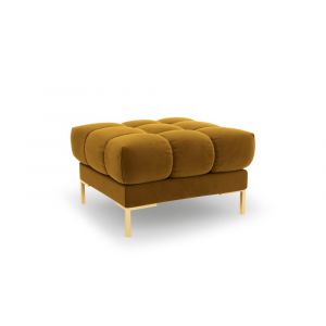 Pouf 1 place en tissu velours jaune