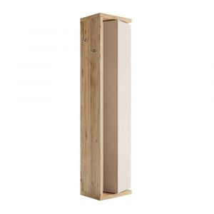 Colonne  pivotante 1 porte 1 miroir beige laqué et aspect bois finitio