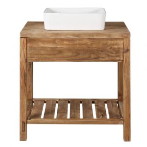 Meuble de salle de bain en pin recycl&eacute; 80 cm