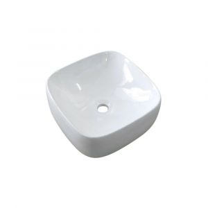 Vasque carr&eacute;e &agrave; poser en c&eacute;ramique blanche 39 cm
