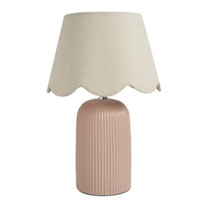 Lampe en c&eacute;ramique et abat-jour en lin ⌀ 26,5 x 41,5 cm