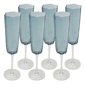 Fl&ucirc;tes &agrave; champagne Cascata bleues set de 6 Kare Design