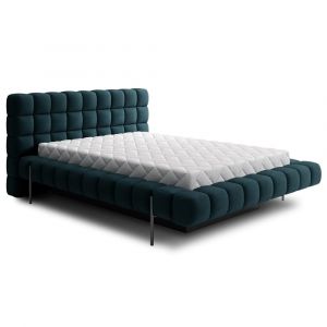 Lit coffre 160x200 sommier inclus bois de pin bleu