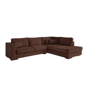 Canap&eacute; d'angle XXL 6 places en velours c&ocirc;tel&eacute; - Angle droit - Marron