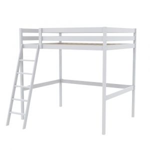 Lit mezzanine 2 places en pin, blanc, 140x190 cm