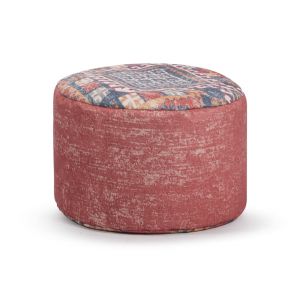 Repose pied d'int&eacute;rieur rond en toile imprim&eacute;e ethnique 30x50