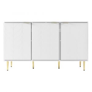 Console Table Moderne Blanc et Doré avec Pieds en Métal