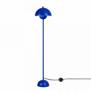 Lampadaire champignon en m&eacute;tal bleu cobalt 160 cm