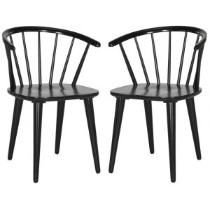 Ensemble de 2 chaises de salle &agrave; manger en bois de caoutchouc noir