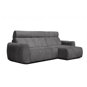Canap&eacute; d'angle droit 3 places, assise coulissante; gris fonc&eacute;