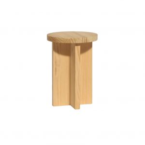 Tabouret bas en bois massif naturel 42 cm Verni