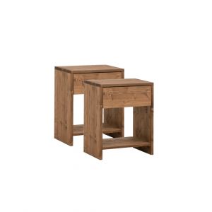 Lot de 2 tables de chevet en bois vieilli 50x40cm