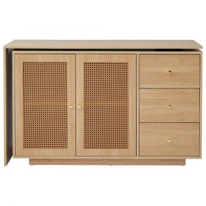 Bureau d'angle modulable plateau pivotant &agrave; 360&deg; effet bois clair