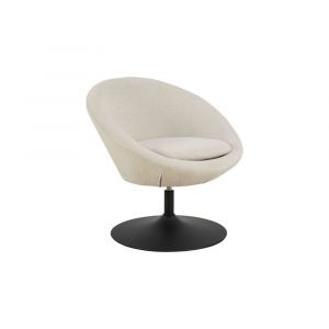 Fauteuil rond organique pivotant en tissu beige