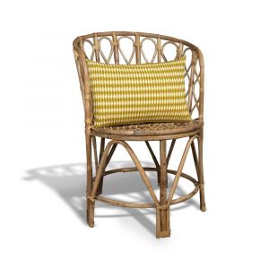 Fauteuil en rotin tress&eacute; avec coussin curcuma