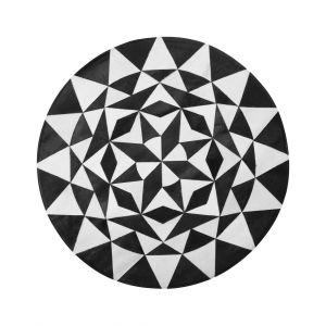 Tapis rond en cuir noir et blanc D140cm