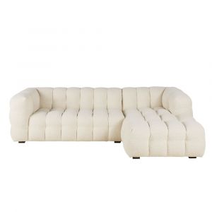 Canap&eacute; nuage d'angle droit 4/5 places bouclettes &eacute;crues