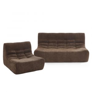 Ensemble banquette et chauffeuse modulable 3 places tissu chenille