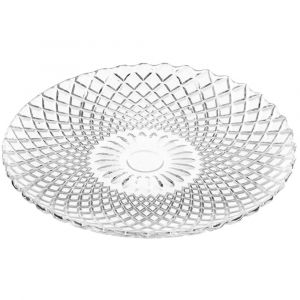 Assiette &agrave; dessert transparente verre &agrave; motifs harlequin 15x15x1cm