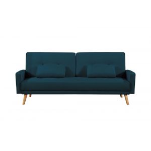 Canap&eacute; droit scandinave convertible 3 places en tissu - Bleu