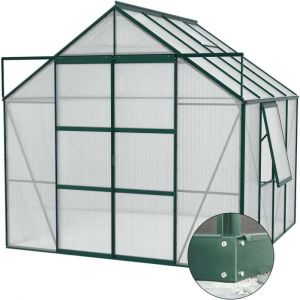 Serre de jardin en polycarbonate 6 mm et aluminium vert emeraude avec