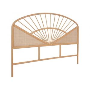 T&ecirc;te de lit en rotin naturel et cannage, bois clair, 140cm