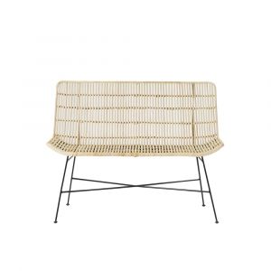 Banquette en rotin et m&eacute;tal