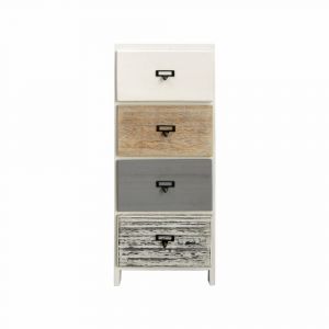 Chiffonnier avec 4 tiroirs en bois blanc brun et gris