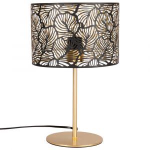 Lampe ajour&eacute;e en m&eacute;tal noir et dor&eacute;