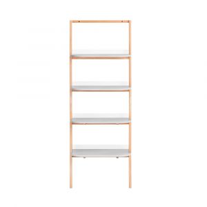 &Eacute;tag&egrave;re &eacute;chelle minimaliste sur pieds &agrave; 4 niveaux effet bois gris