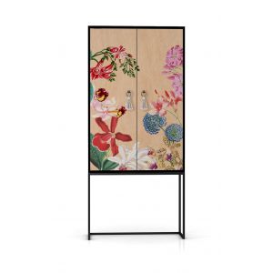 Buffet armoire 2 portes en MDF imprim&eacute; Orchid&eacute;e exotique
