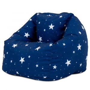 Pouf fauteuil enfant &agrave; imprim&eacute; &eacute;toile bleu marine