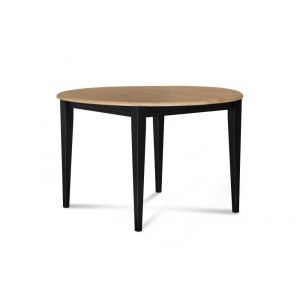Table ronde extensible bois D105 avec 1 allonge et pieds fuseau noir