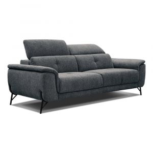 Canap&eacute; droit 3 places XXL tissu gris fonc&eacute;