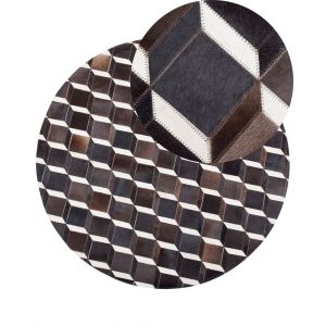 Tapis rond en cuir marron D140cm