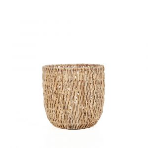 Panier Feuille de bananier et Fer Marron 29x29x29cm