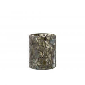 Photophore en verre vert 12x12x13.5 cm