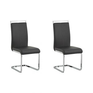 Lot de 2 chaises de salle &agrave; manger en cuir pu noir 42x99cm