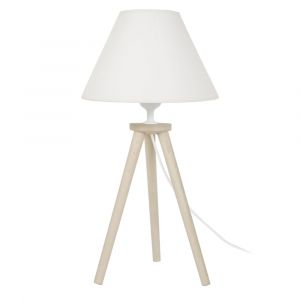 Lampe &agrave; poser bois H44cm naturel;Abat-jour:  &eacute;cru