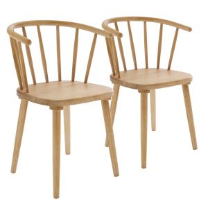 Lot de 2 chaises beige en bois d'orme