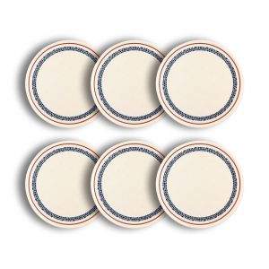 Lot de 6 assiettes &agrave; pizza en fa&iuml;ence blanche 32cm