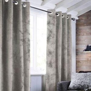 Rideau &agrave; oeillets aspect cuir blanc 140x250