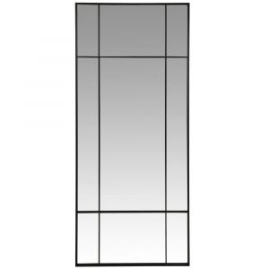 Grand miroir fenêtre rectangulaire en métal noir 70x170