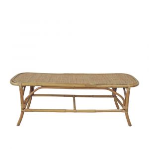 Banc bout de lit en rotin naturel tress&eacute;