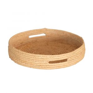 Plateau rond en osier naturel avec anses naturel 25x4.5 cm