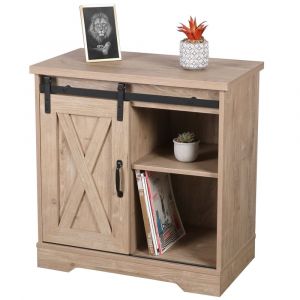 Commode bois 1 porte coulissante 70x39.5x71.5cm